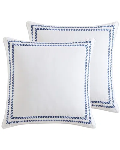 Laura Ashley Set Of 2 Stitched Vine Euro Shams In Porcelain Blue