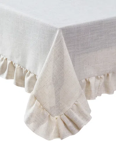 Laura Ashley Seville Ruffle Tablecloth, 60" X 84" In Neutral