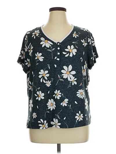 Pre-owned Laura Ashley Short Sleeve Blouse In Black