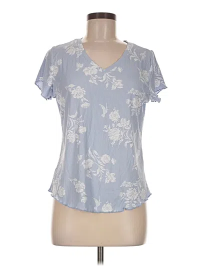 Pre-owned Laura Ashley Short Sleeve Blouse In Blue