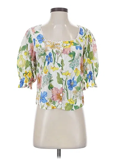 Pre-owned Laura Ashley Short Sleeve Blouse In Yellow