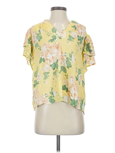 Pre-owned Laura Ashley Short Sleeve Blouse In Yellow