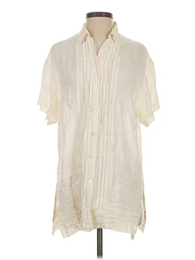 Pre-owned Laura Ashley Short Sleeve Button Down Shirt In White