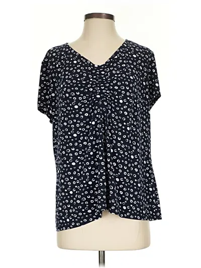 Pre-owned Laura Ashley Short Sleeve Henley Shirt In Blue