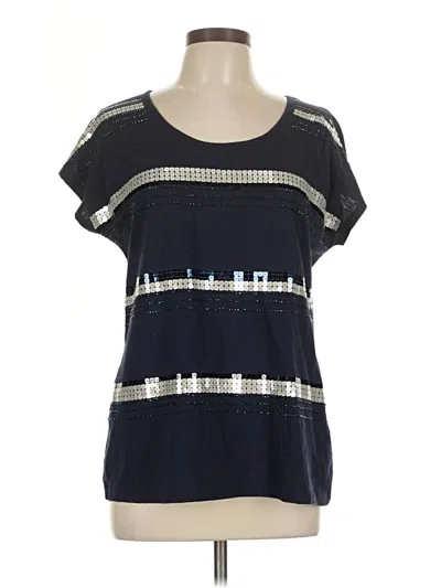 Pre-owned Laura Ashley Short Sleeve Top Black Square Neckline Tops