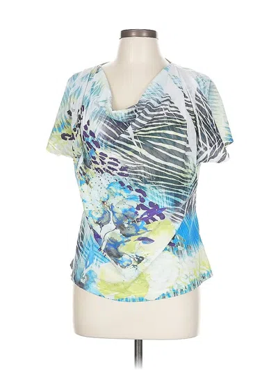 Pre-owned Laura Ashley Short Sleeve Top Blue Scoop Neck Tops