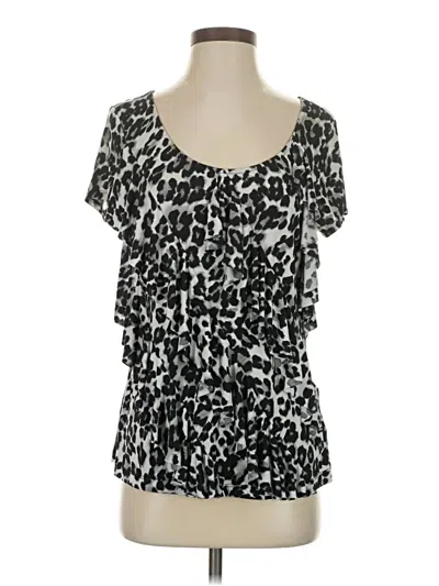 Pre-owned Laura Ashley Short Sleeve Top Silver Scoop Neck Tops