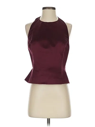 Pre-owned Laura Ashley Sleeveless Silk Top Burgundy Halter Neckline Tops