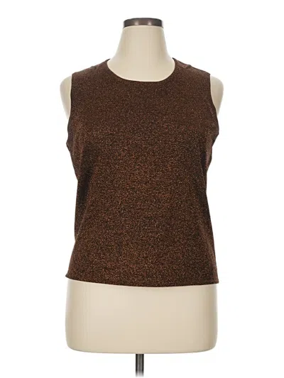 Pre-owned Laura Ashley Sleeveless Top Brown Halter Neckline Tops