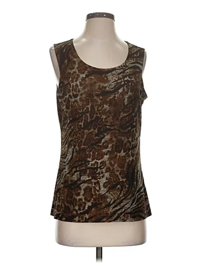Pre-owned Laura Ashley Sleeveless Top Brown Scoop Neck Tops