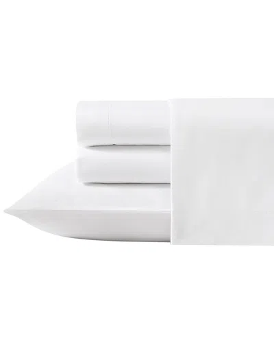 Laura Ashley Solid 100% Cotton 400 Thread Count Percale Sheet Set In White