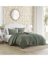 LAURA ASHLEY LAURA ASHLEY SOLID DIAMOND STITCH VELVET REVERSIBLE QUILT SET