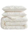 Laura Ashley Solid Satin Pintuck Comforter Set In Neutral