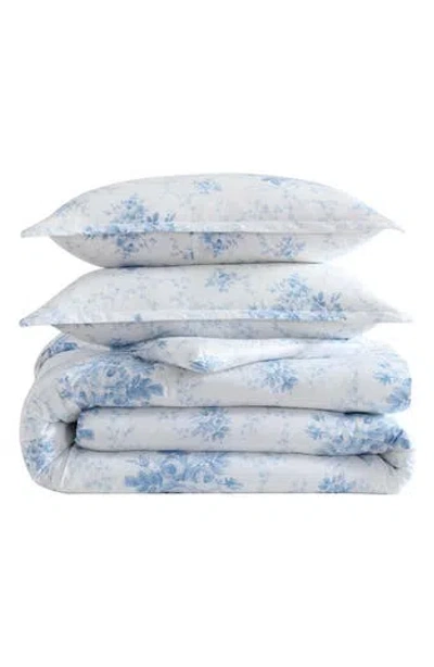 Laura Ashley Sophia Floral Cotton Duvet Cover & Sham Set In Blue