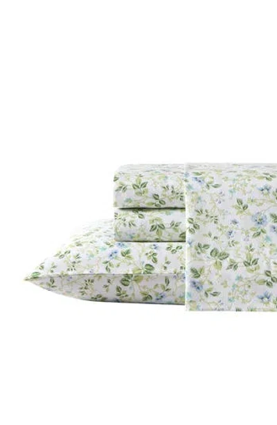 Laura Ashley Spring Bloom Cotton Sheet Set In Periwinkle
