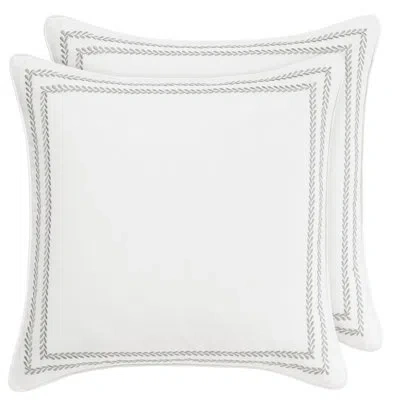Laura Ashley Stitched Vine Leaf Pair Sham In Gray