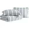 Laura Ashley Stripe Perfection 3-piece Queen Quilt & Sham Set In Dark Grey