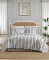 Laura Ashley Stripe Perfection Cotton 3-pc. Quilt Set, King In Gray