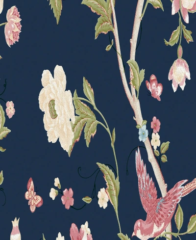 Laura Ashley Summer Palace Removable Wallpaper In Midnight Blue