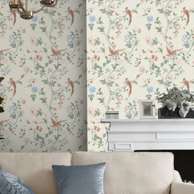 Laura Ashley Summer Palace Sage And Apricot Removable Wallpaper In Sage,apricot