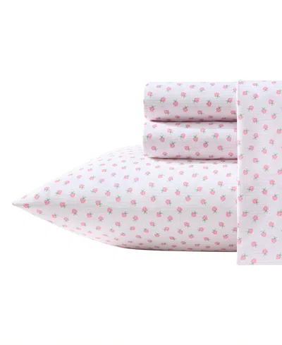 Laura Ashley Sweet Lady Bugs Microfiber 3-pc. Sheet Set, Twin In Pink,green