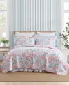 Laura Ashley Swimtime Reversible 3 Piece Quilt Set, King In White,coral,aqua