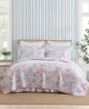 Laura Ashley Swimtime Reversible Quilt Sets In White,coral,aqua