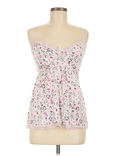 Pre-owned Laura Ashley Tank Top Ivory Floral Pattern Strapless Neckline Tops