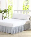 Laura Ashley Ticking Stripe Ruffled Bedskirt, Queen In Blue