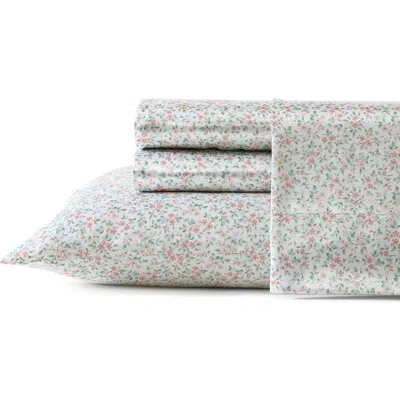 Laura Ashley Tierney Floral 200 Thread Count Satin Sheet Set In Pink