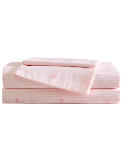 Laura Ashley Tiny Bows Microfiber 3-pc. Sheet Set, Twin In Pink