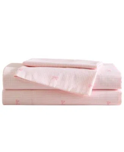 Laura Ashley Tiny Bows Microfiber 4 Piece Sheet Sets In Pink