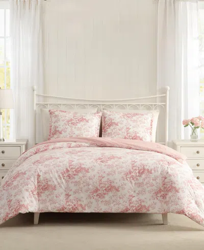 Laura Ashley Toile Delight 3-pc. Comforter Set, Full/queen In Pink