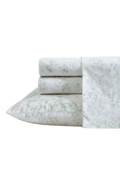 Laura Ashley Toile Delight 4-piece Cotton Sheet Set In Pastel Green