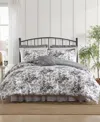 Laura Ashley Toile Delight Cotton 7-pc. Comforter Bonus Set, Full/queen In Gray