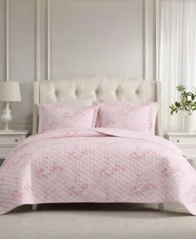 Laura Ashley Toile Delightful Reversible Quilt Sets In Pink