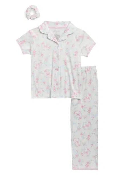 Laura Ashley Kids'  Two-piece Peached Jersey Pajamas & Scrunchie Set In Multi