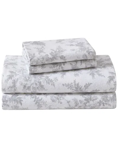 Laura Ashley Vanessa Flannel Sheet Set In Gray