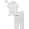 Laura Ashley Velour Two-piece Pajamas & Scrunchie Set In Gold