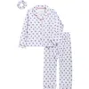 Laura Ashley Velour Two-piece Pajamas & Scrunchie Set In Gray