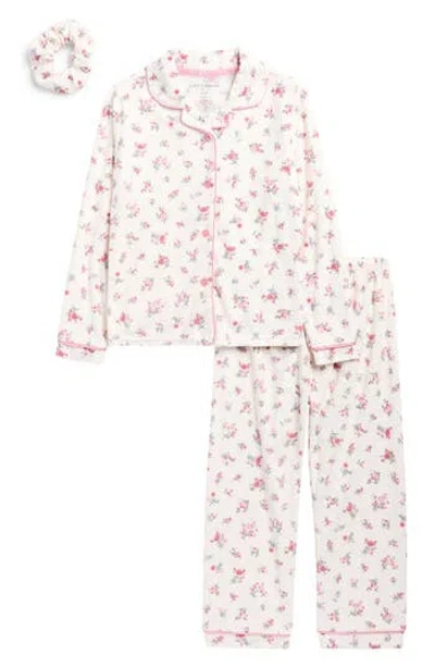 Laura Ashley Kids'  Velour Two-piece Pajamas & Scrunchie Set In Pink