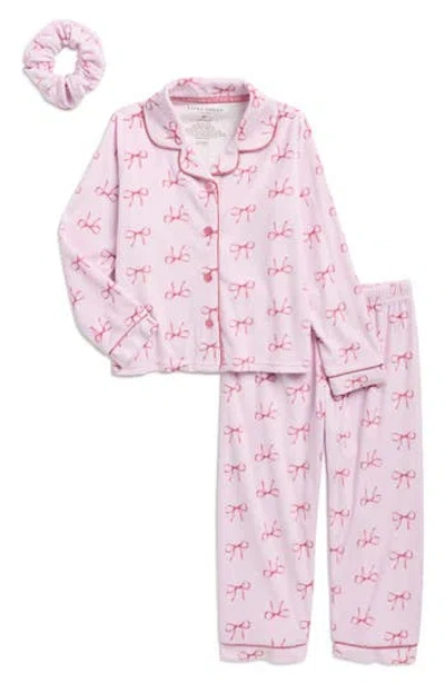 Laura Ashley Kids'  Velour Two-piece Pajamas & Scrunchie Set In Purple