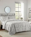 Laura Ashley Venetia Cotton Reversible Quilt Sets In Grey
