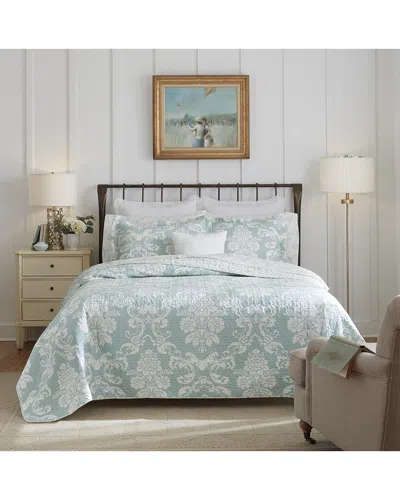 Laura Ashley Venetia Of Cotton Reversible Quilt Set In Blue