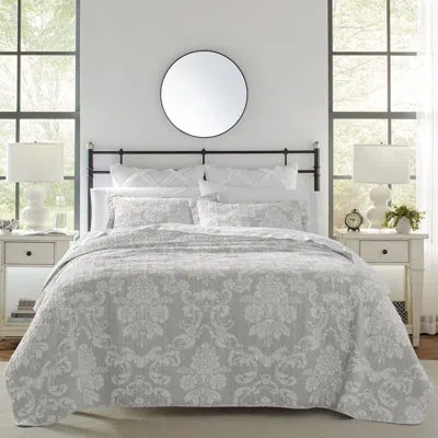 Laura Ashley Venetia Reversible Cotton Quilt Set In Gray