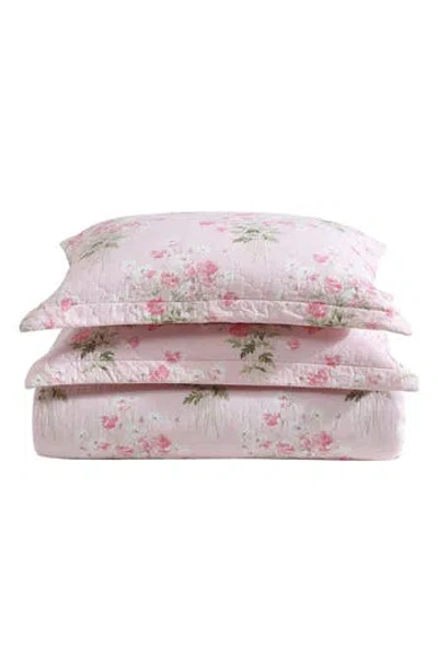 Laura Ashley Veronica's Bouquet Cotton Quilt Set In Pink