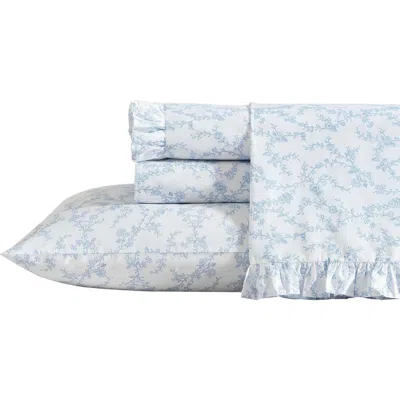 Laura Ashley Victoria 4-piece Cotton Sheet Set In Blue