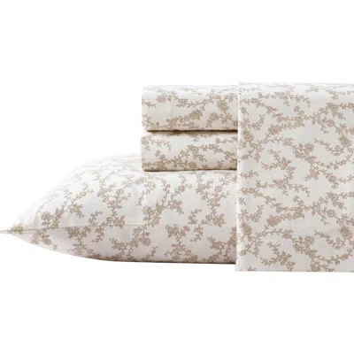 Laura Ashley Victoria Cotton Flannel Sheet Set In Beige