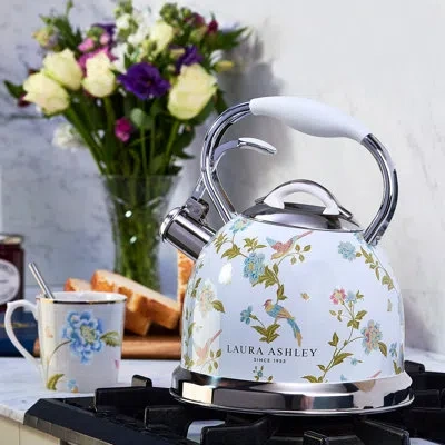 Laura Ashley Vq  10 Cup Stainless Steel Stovetop Tea Kettle In Elveden White