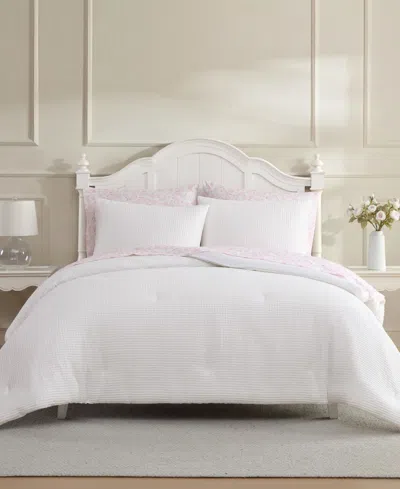 LAURA ASHLEY WAFFLE SOLID 7-PC. COMFORTER SET, KING